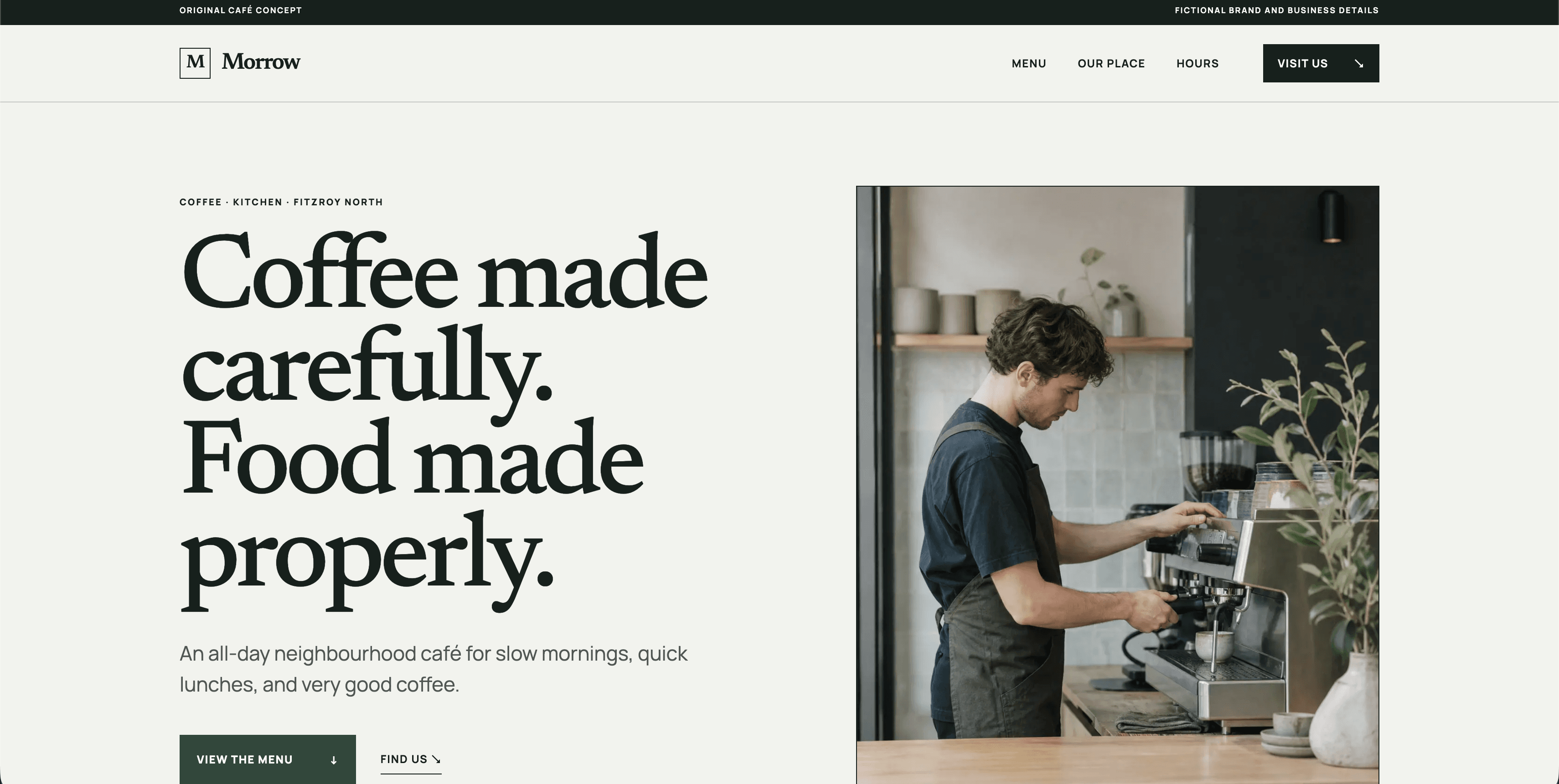 Concept of a Cafe website displayed on desktop and mobile screens