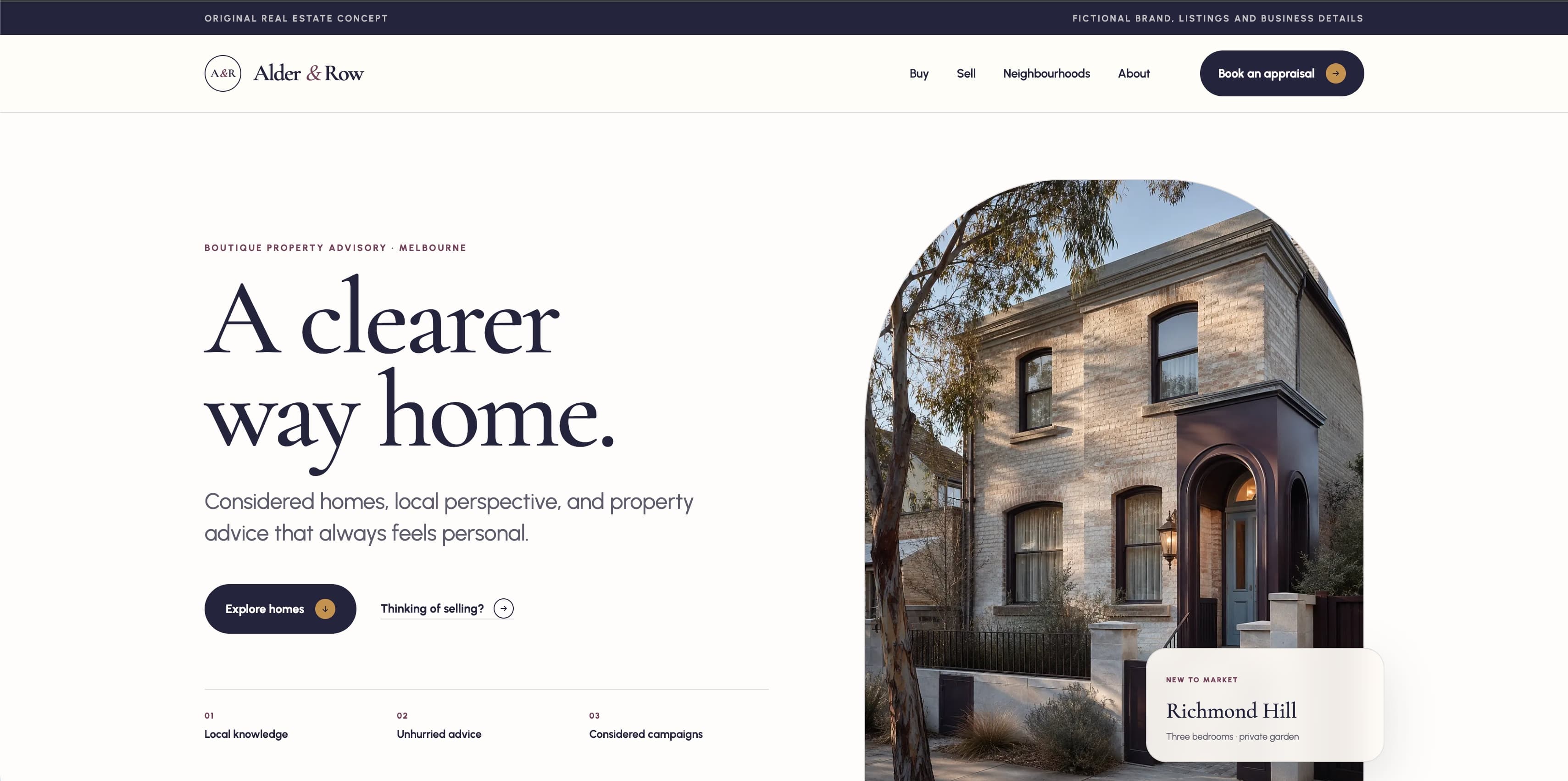 Concept of a real estate website displayed on laptop and mobile screens